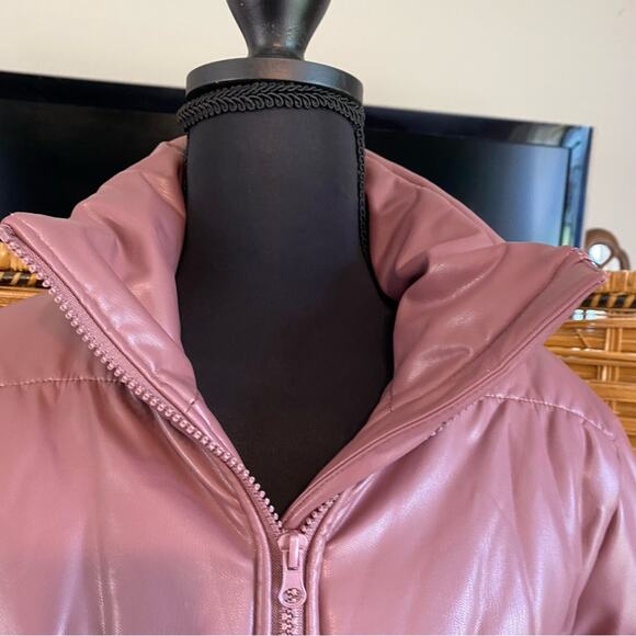 BB Dakota by Steve Madden Mauve Quilted Puffer Jacket NWOT size XS Faux Leather - Picture 5 of 11